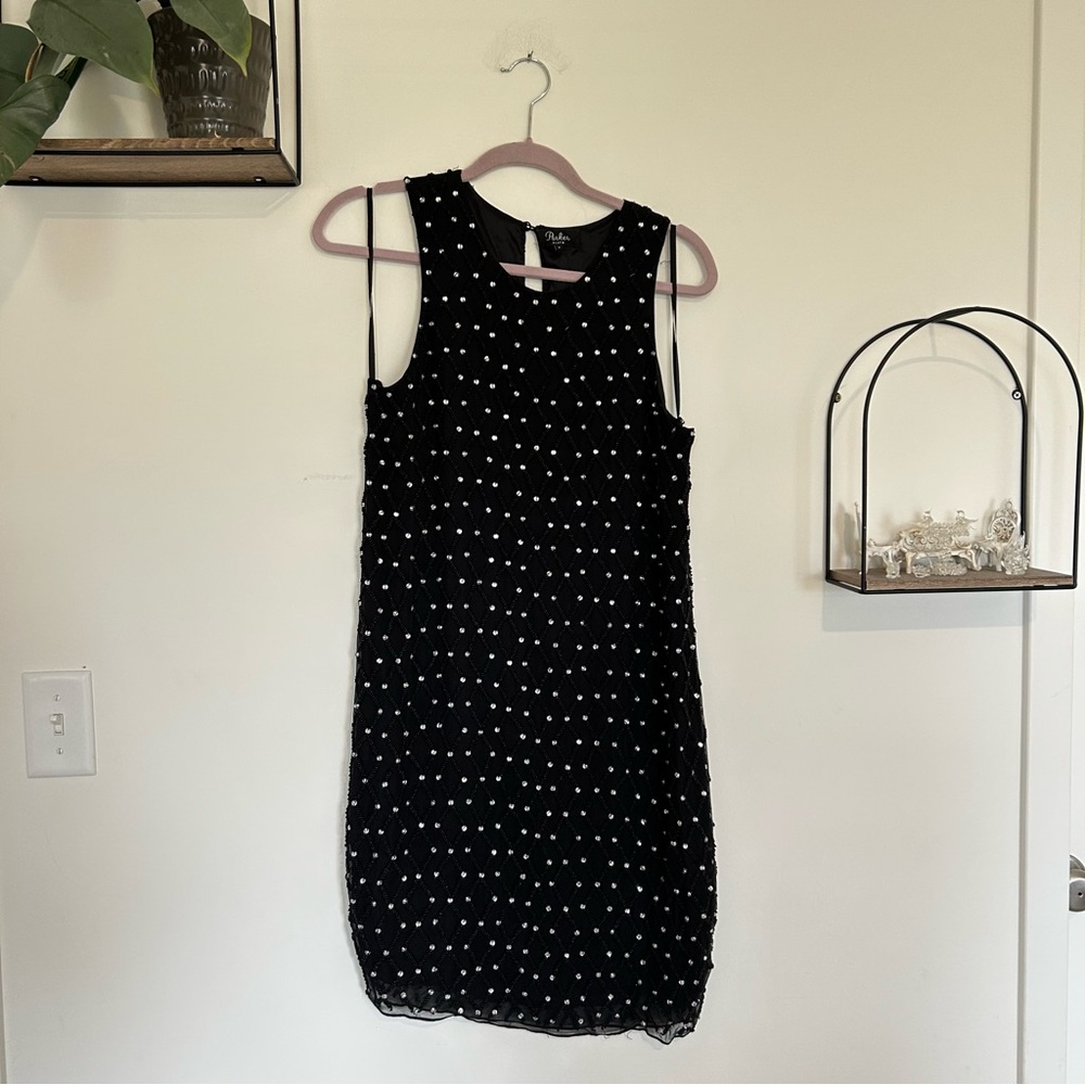 Parker Black Label Silk Beaded Sleeveless Knee Length Dress Size‎ 6